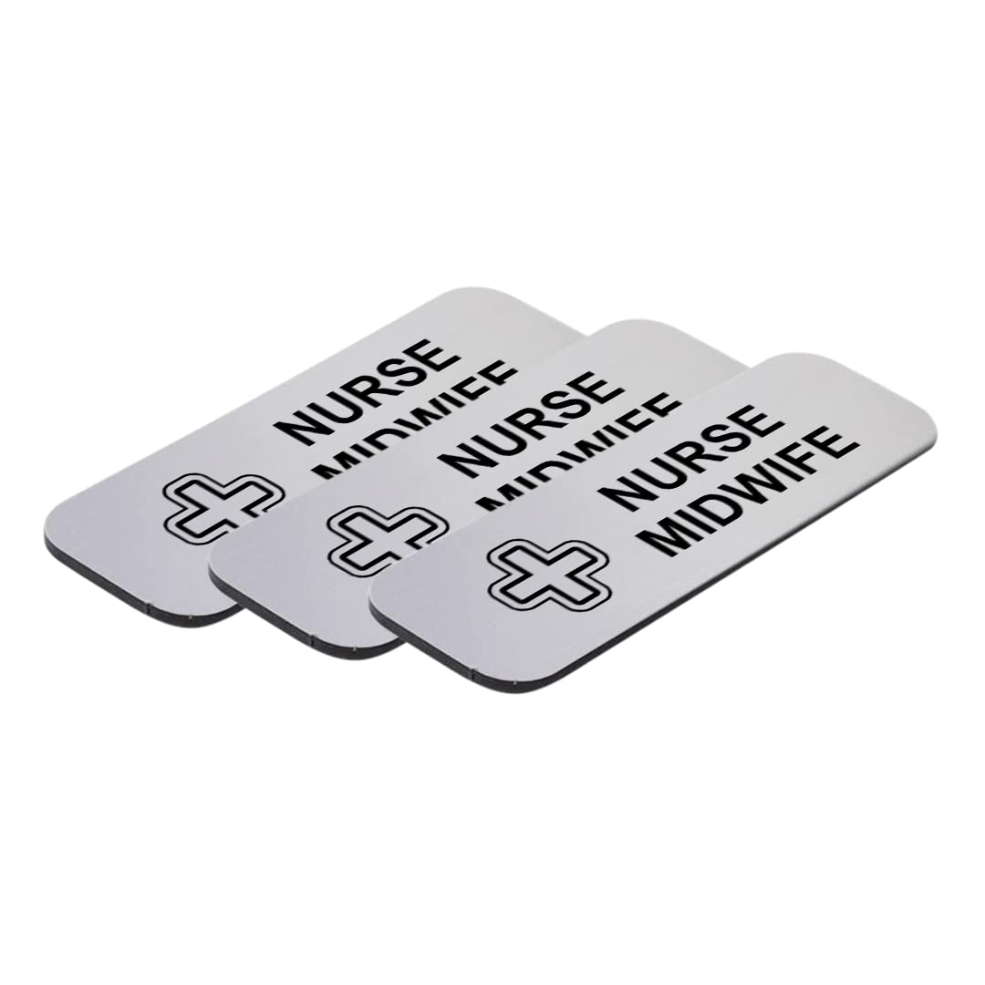 Nurse Midwife 1 x 3" Name Tag/Badge, (3 Pack)