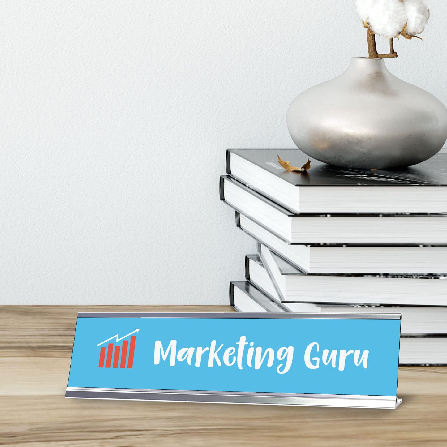 Marketing Guru, Silver Frame, Desk Sign (2 x 8")