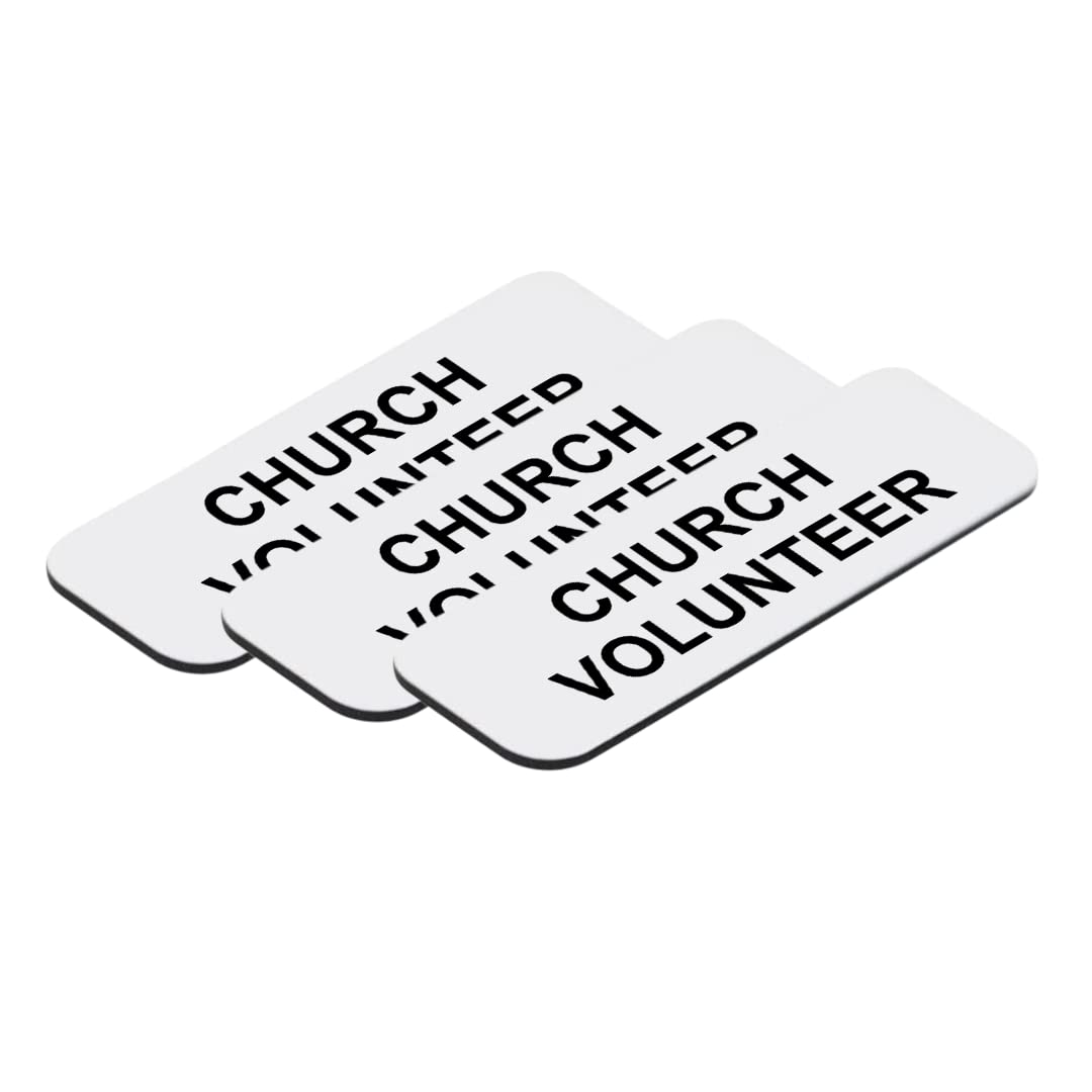 Church Volunteer 1 x 3" Name Tag/Badge, (3 Pack)