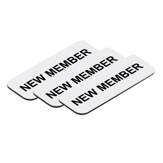 New Member 1 x 3" Name Tag/Badge, (3 Pack)