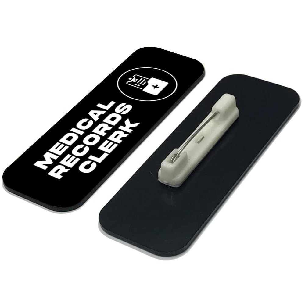 Medical Records Clerk 1 x 3" Rounded Corner Name Badge | Medical Facilities