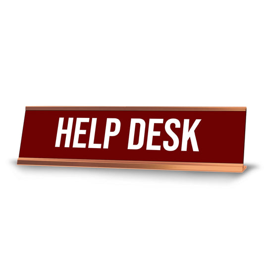 Help Desk, Redwine Gold Frame, Desk Sign - Office Desk Sign
