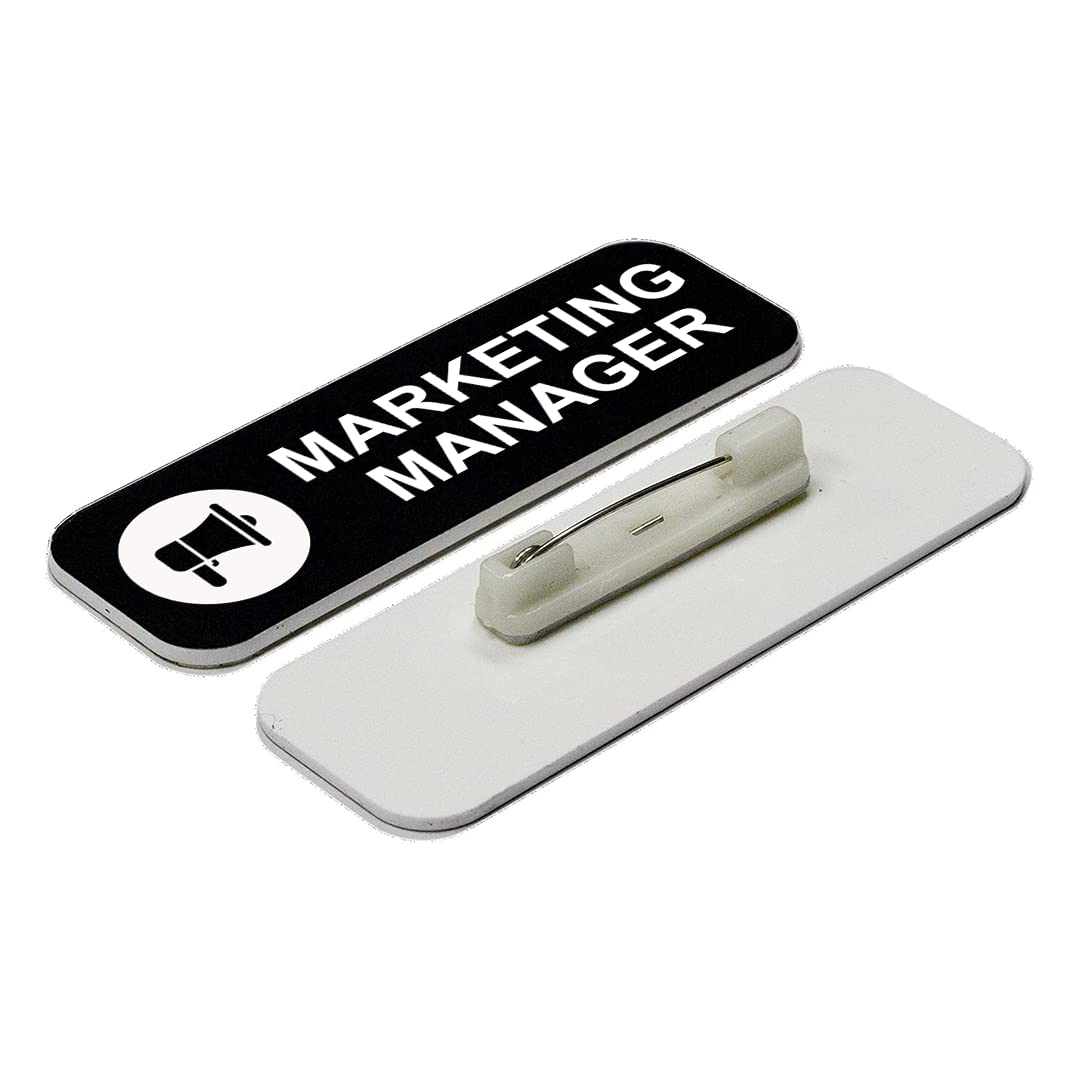 Signs ByLITA Marketing Manager 1 x 3" Name Tag/Badge, (3 Pack)