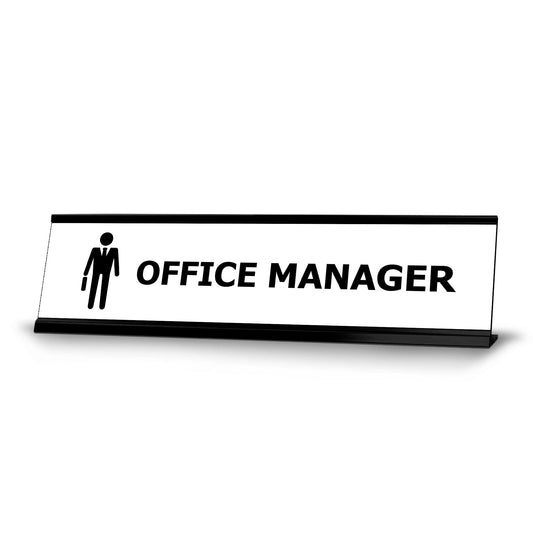 Office Manager, Black Frame Desk Sign - Office Desk Sign