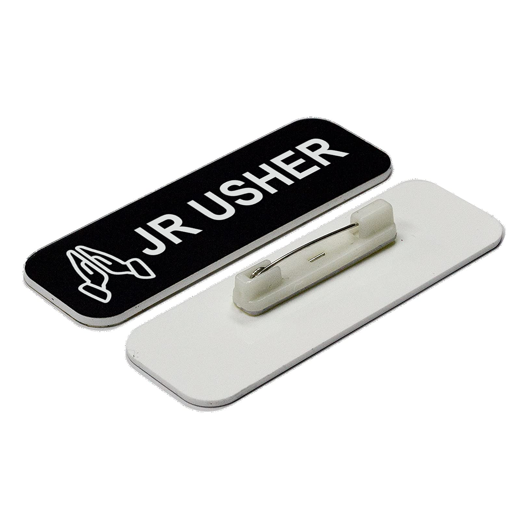 Jr Usher 1 x 3" Name Tag/Badge, Praying Hands (3 Pack)