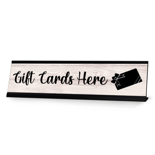 Gift Cards Here Graphic Black Frame, Desk Sign - Office Desk Sign