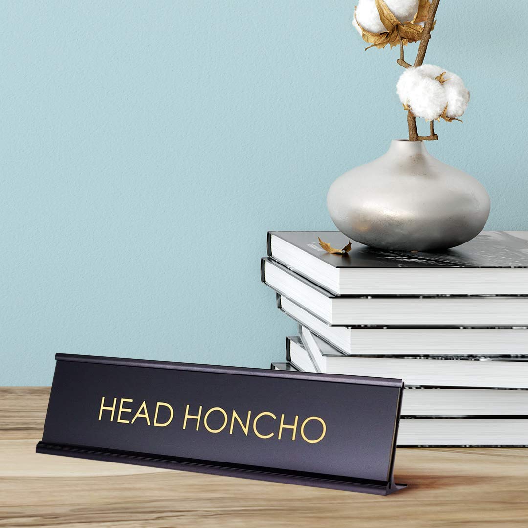 Head Honcho - Black Desk Sign Name Plate for Boss | (2 x 8")