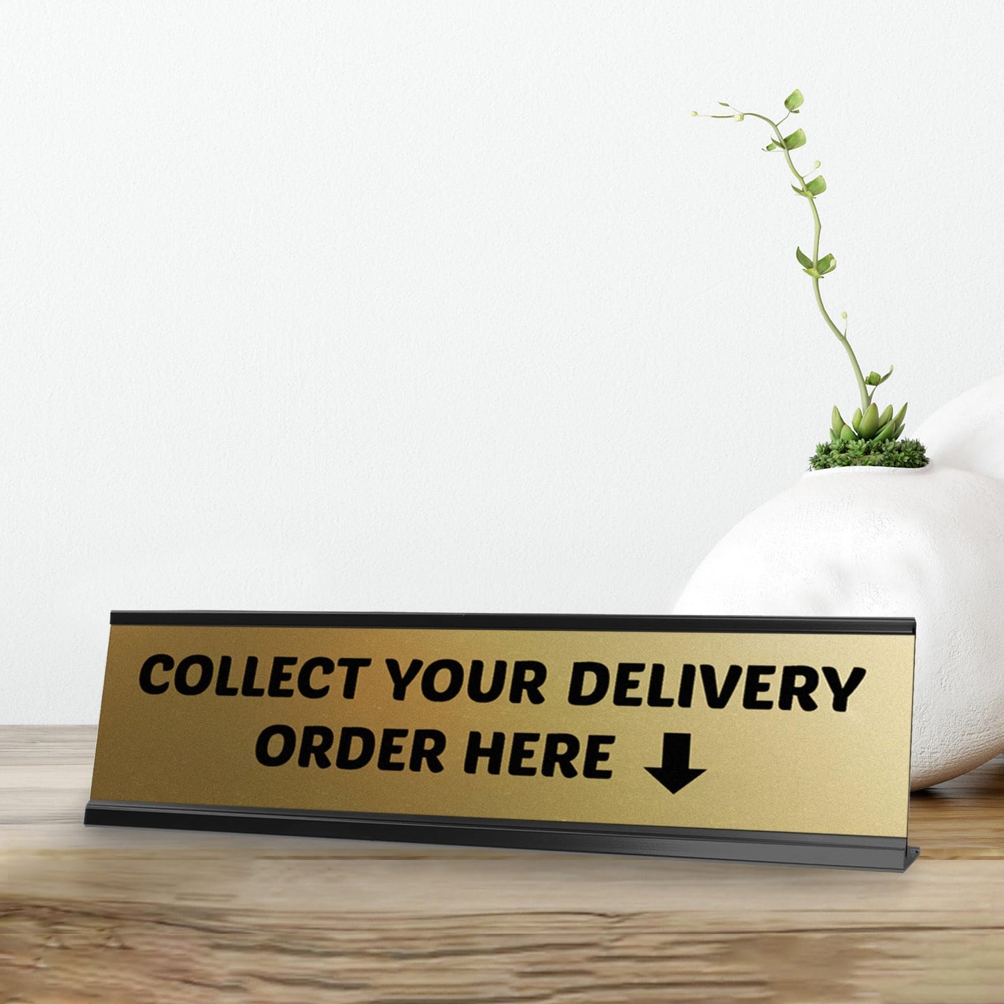 Signs ByLITA Collect Your Delivery Order Here Black Frame Desk Sign (2x8")