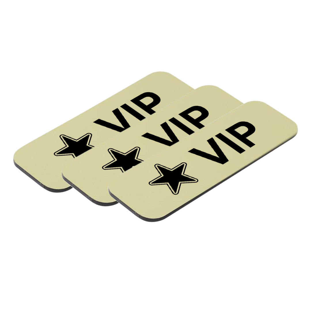 VIP (Star) 1 x 3" Name Tag/Badge, (3 Pack)
