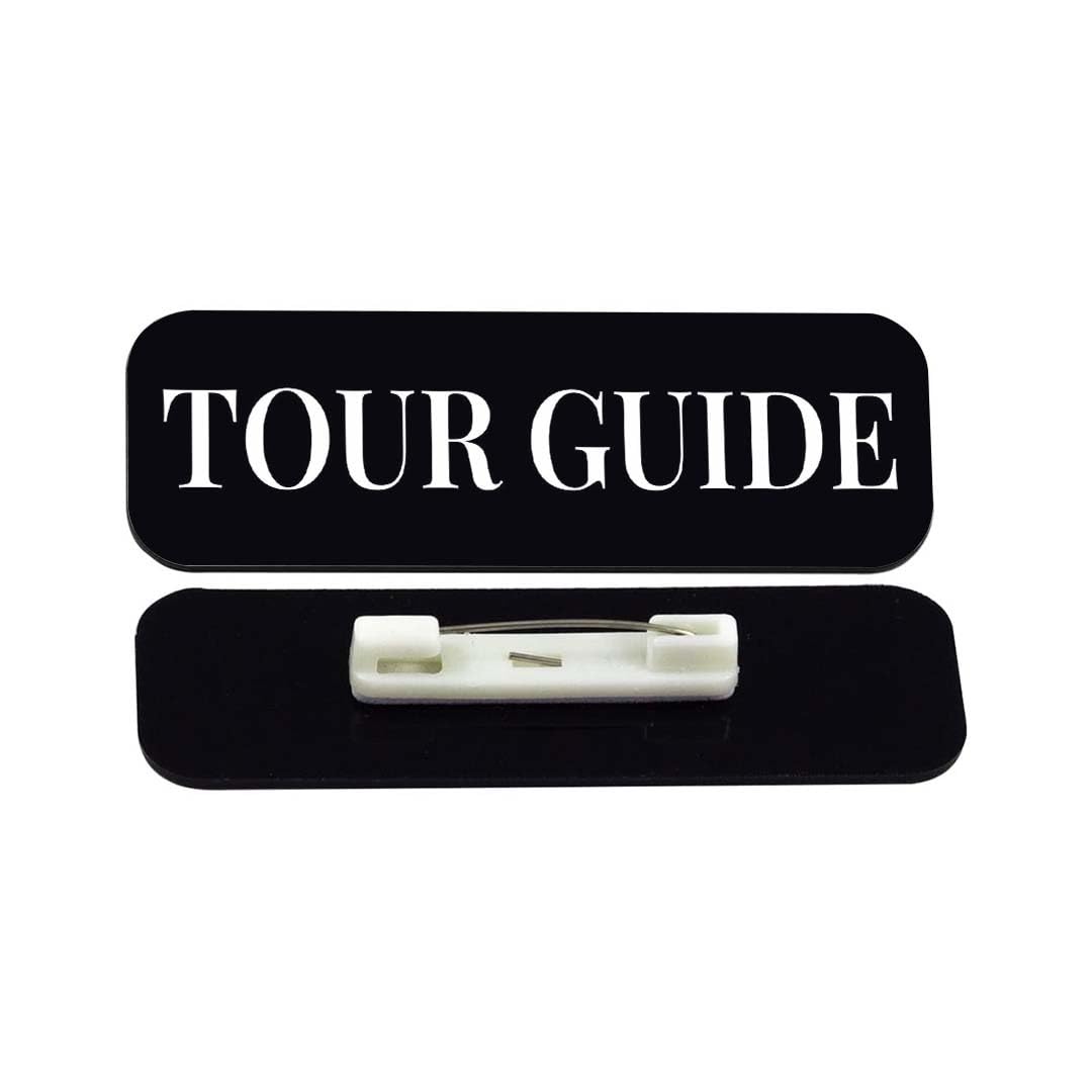 Tour Guide 1 x 3" Rounded Corner Name Badge | Stock Name Badges