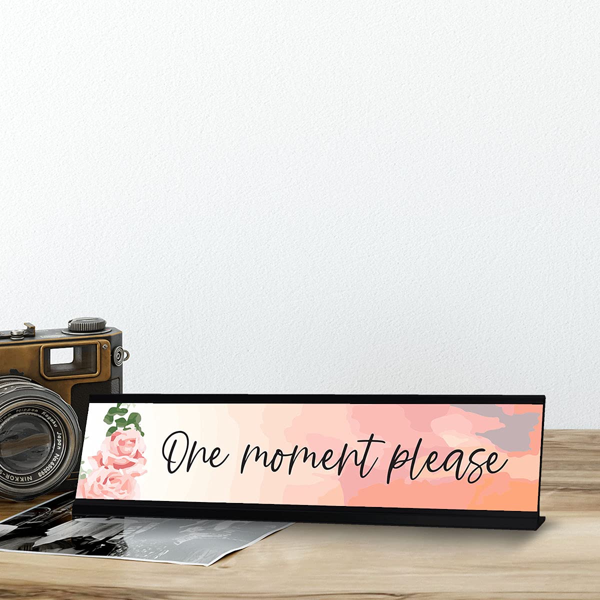 One moment please, Designer Office Gift Desk Sign (2 x 8")