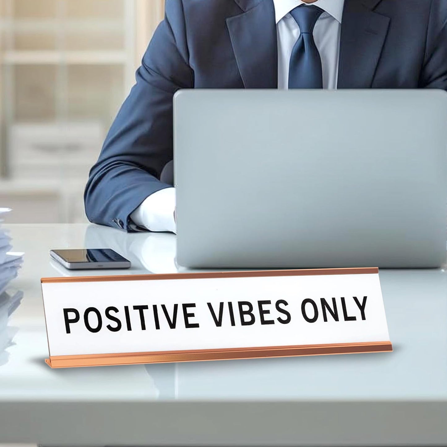 Positive Vibes Only 2"x10" Novelty Nameplate Desk Sign