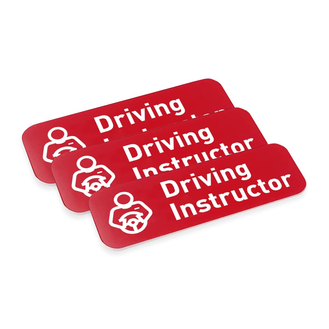 Signs ByLITA Driving Instructor Graphic 1 x 3" Name Tag/Badge, (3 Pack)