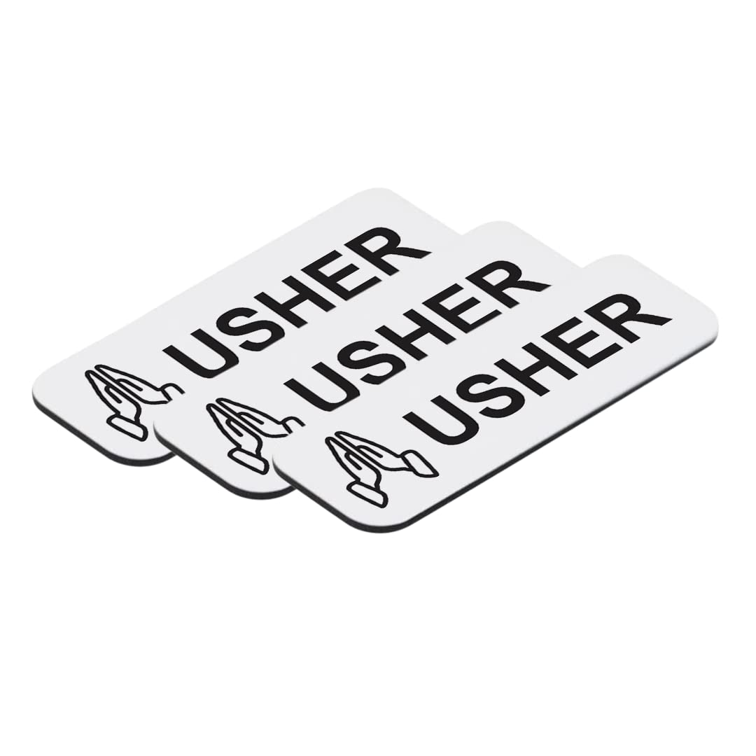 Usher 1 x 3" Name Tag/Badge, Praying Hands (3 Pack)
