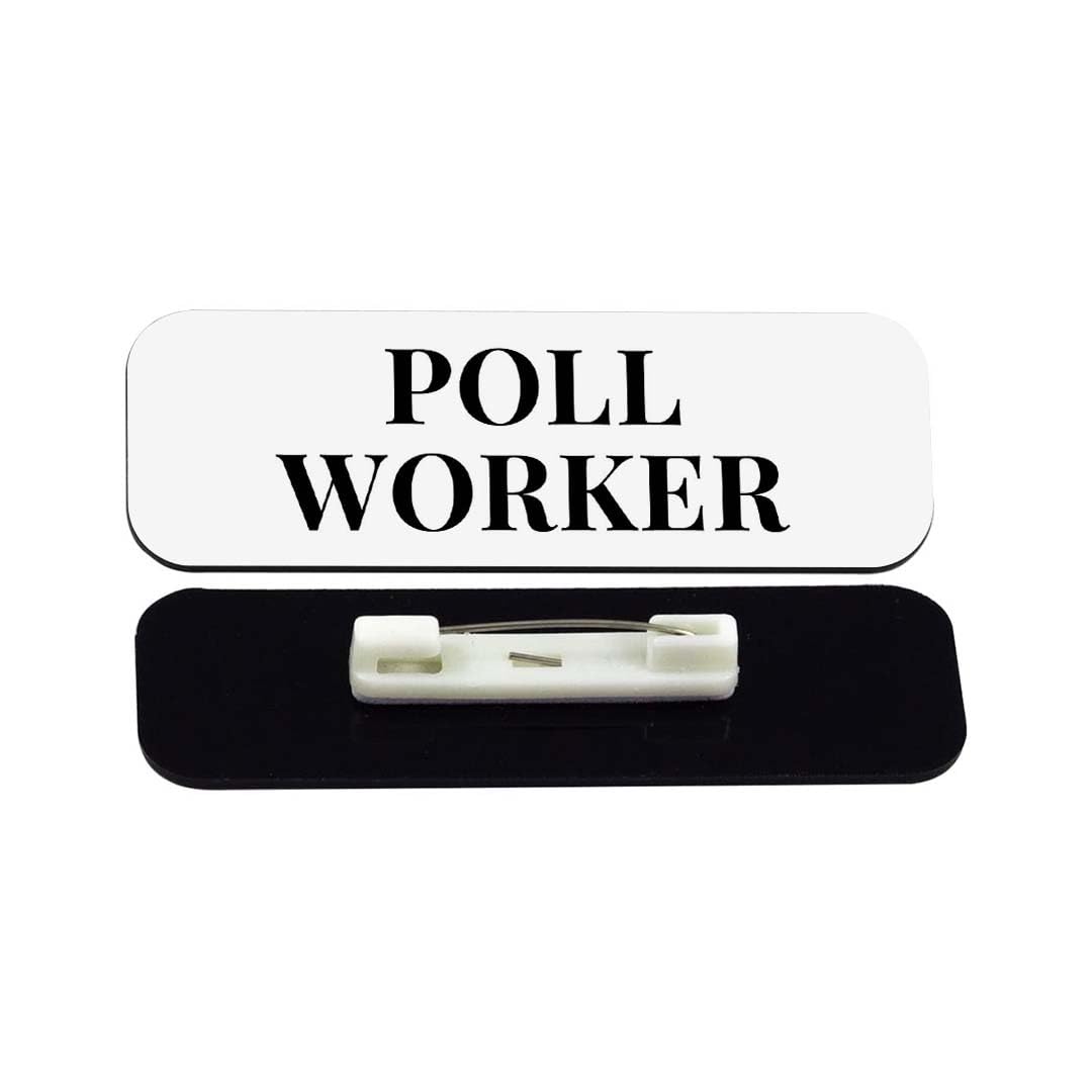 Poll Worker 1 x 3" Rounded Corner Name Badge | Stock Name Badges