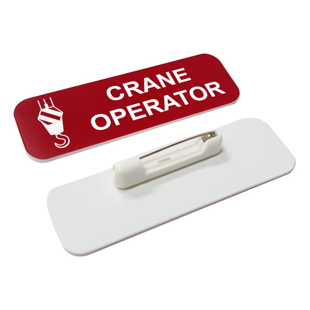 Crane Operator 1 x 3" Name Tag/Badge, (3 Pack)