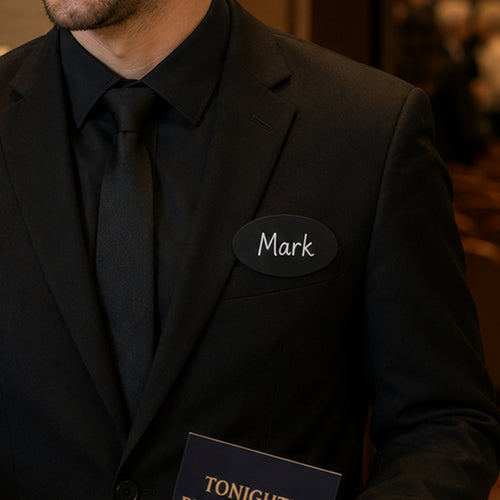 Security professional with badge