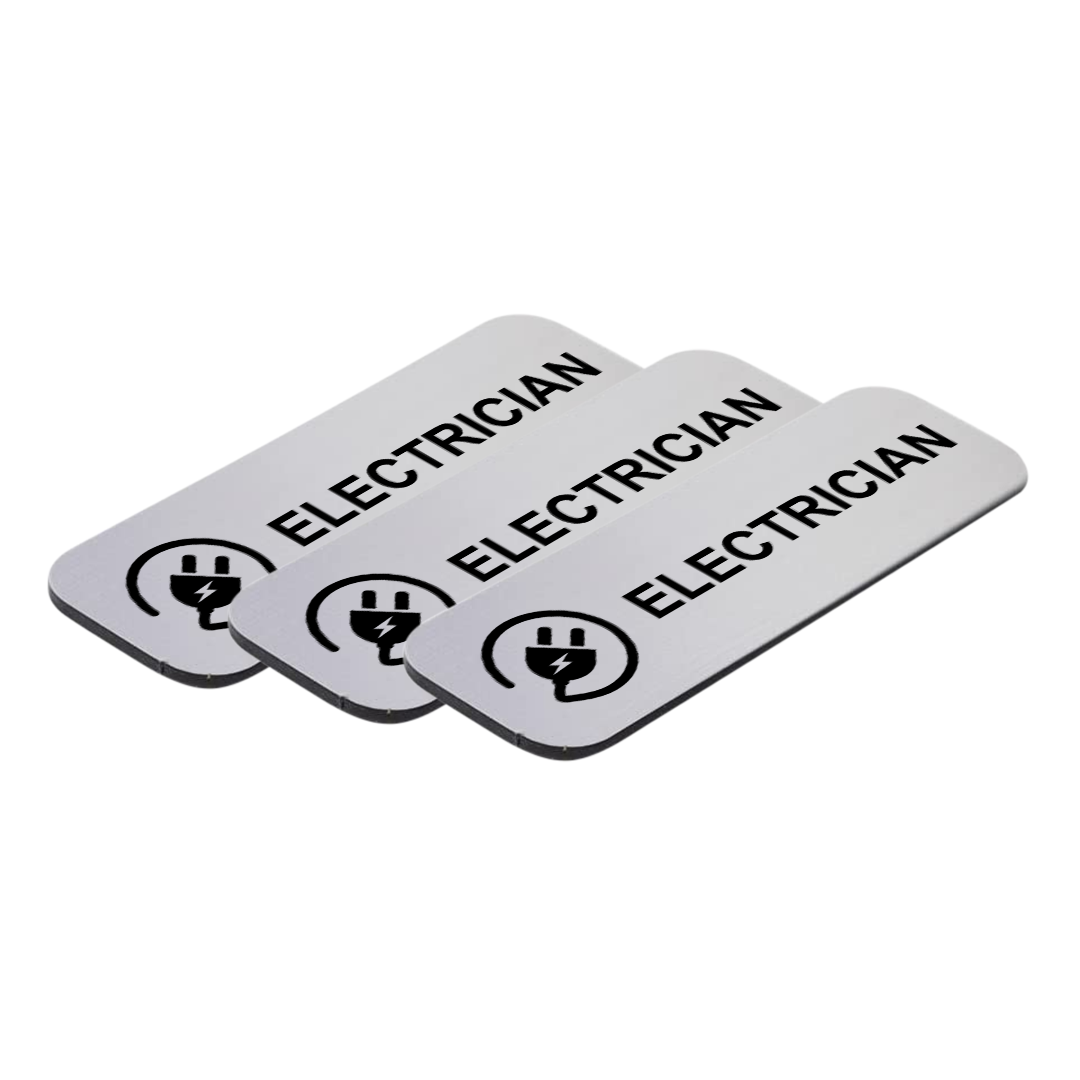 Electrician 1" x 3" Name Tag/Badge, (3 Pack)