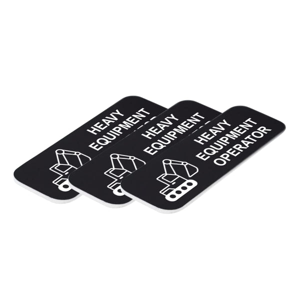 Heavy Equipment Operator 1" x 3" Name Tag/Badge, (3 Pack)