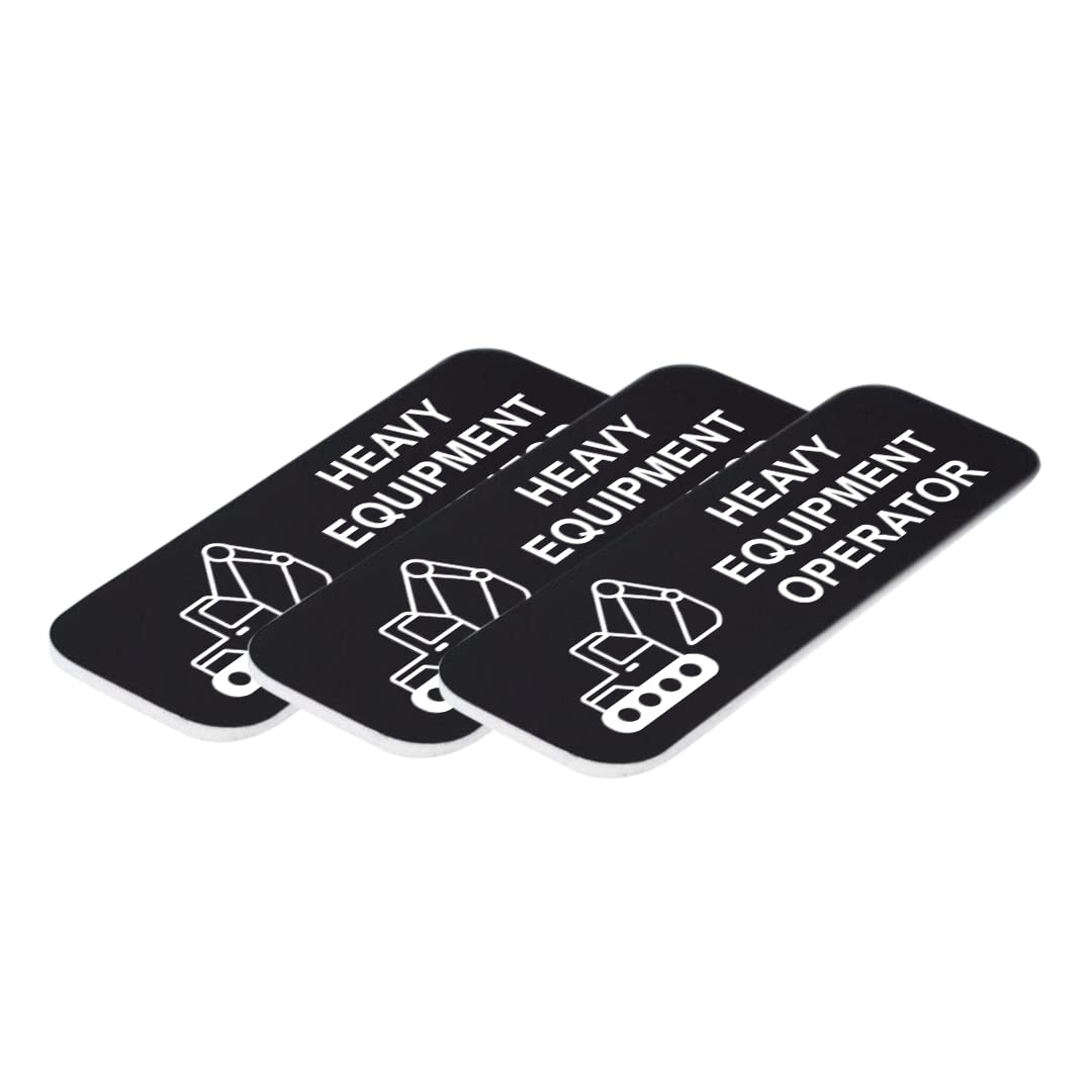 Heavy Equipment Operator 1" x 3" Name Tag/Badge, (3 Pack)