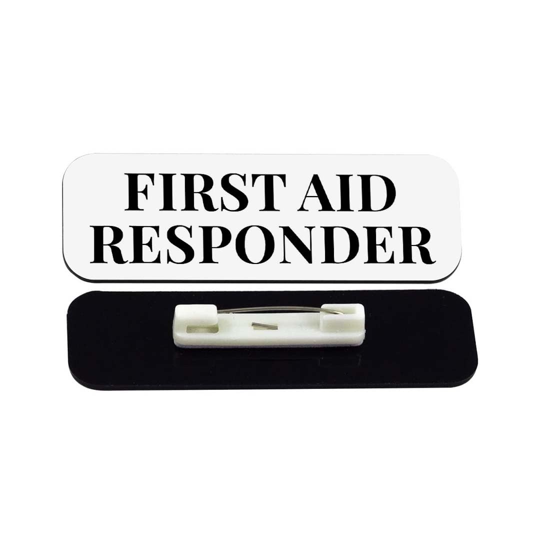 First Aid Responder 1 x 3" Rounded Corner Name Badge | Stock Name Badges