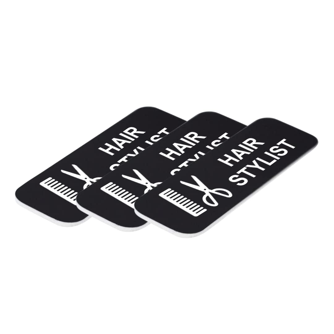 Hair Stylist 1 x 3" Name Tag/Badge, (3 Pack)