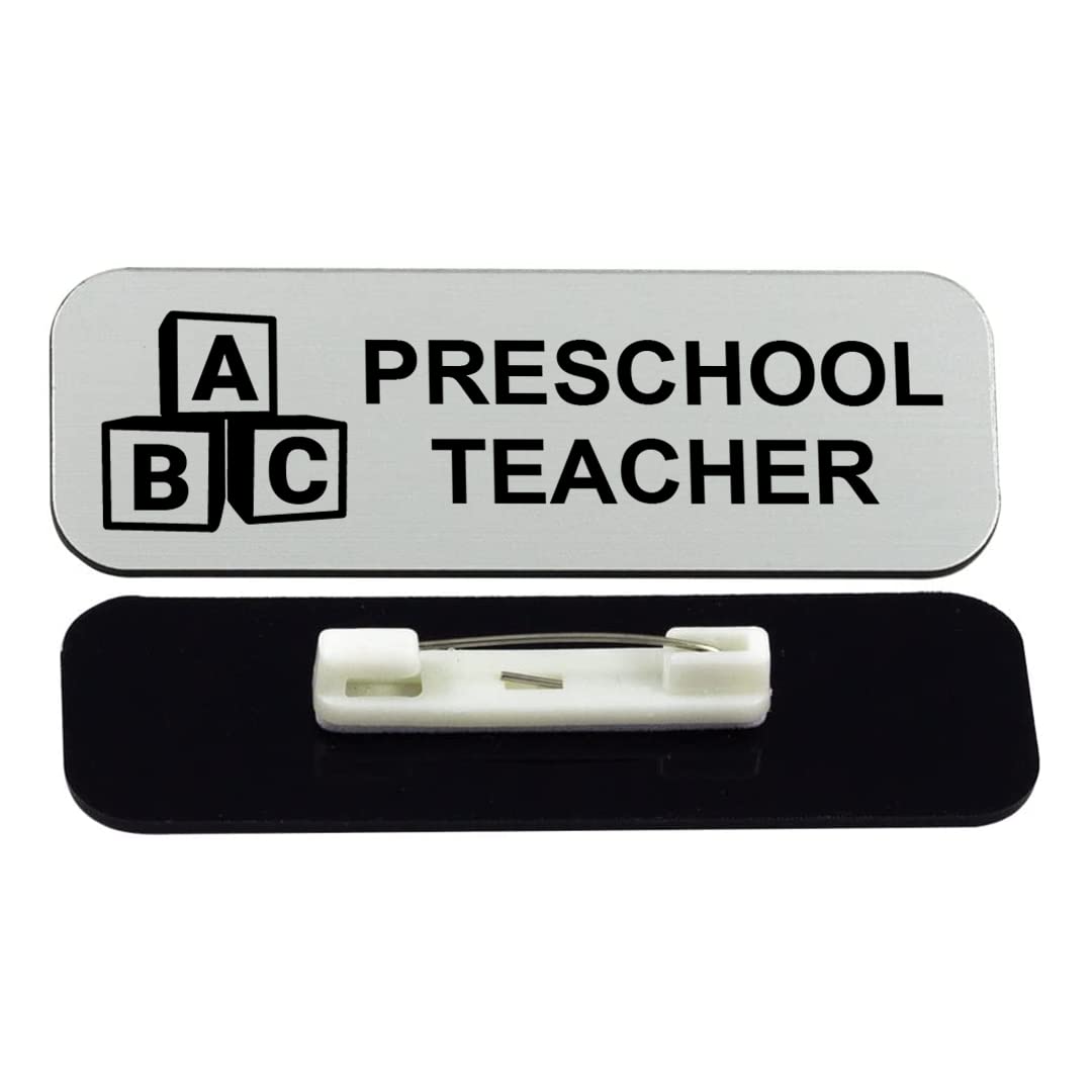 Preschool Teacher 1 x 3" Name Tag/Badge, (3 Pack)