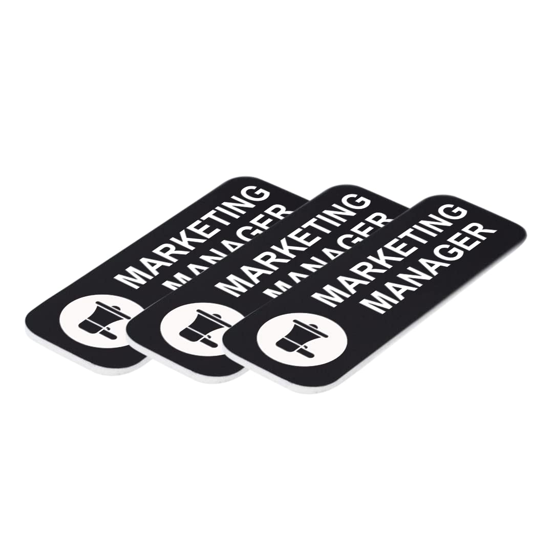 Signs ByLITA Marketing Manager 1 x 3" Name Tag/Badge, (3 Pack)