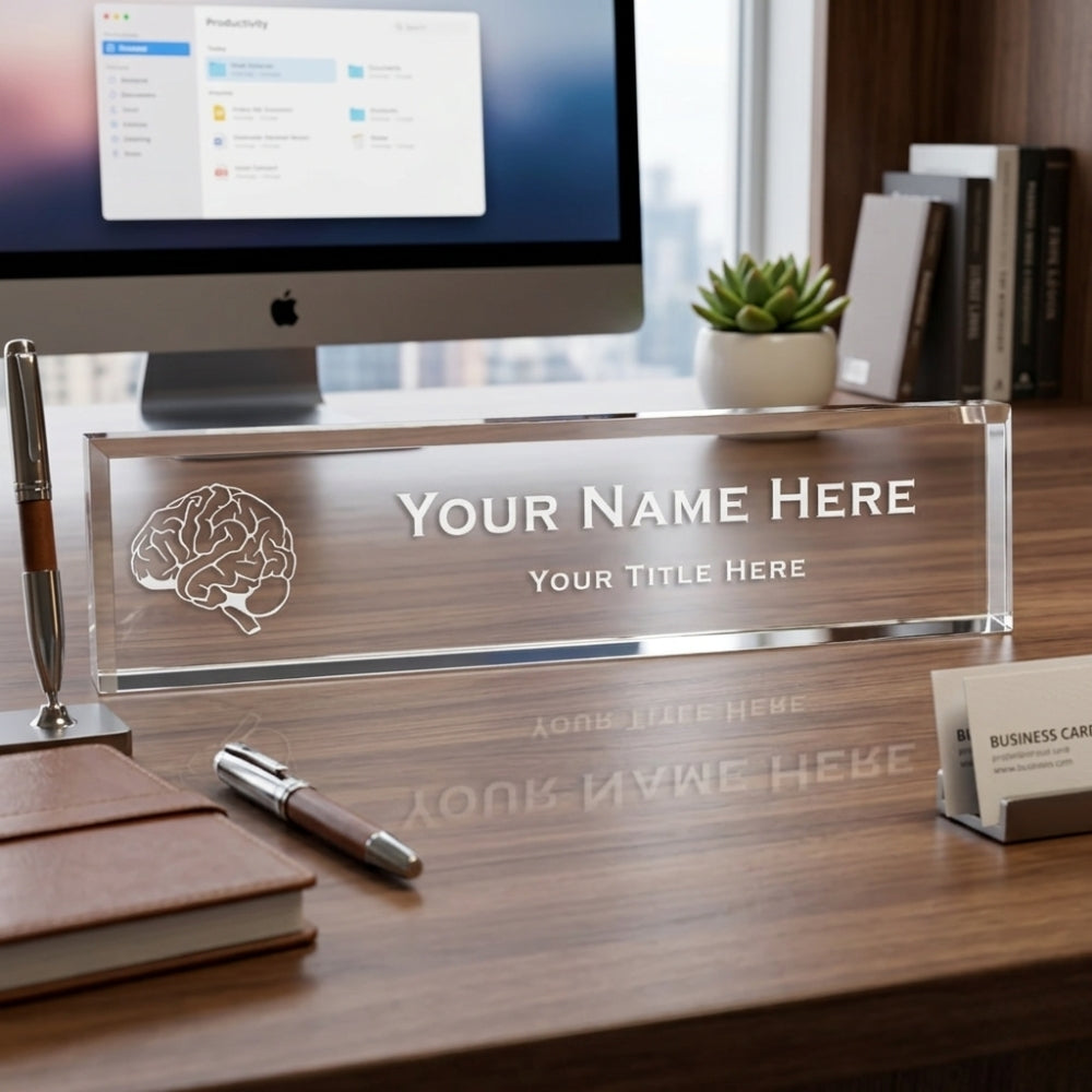Intelligent Brain Themed, Personalized Acrylic Desk Sign (2 x 10")