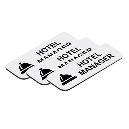 Hotel Manager (Bell) 1 x 3" Name Tag/Badge, (3 Pack)