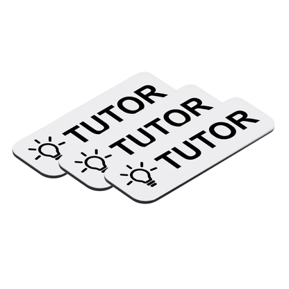 Tutor 1 x 3" Name Tag/Badge, (3 Pack)