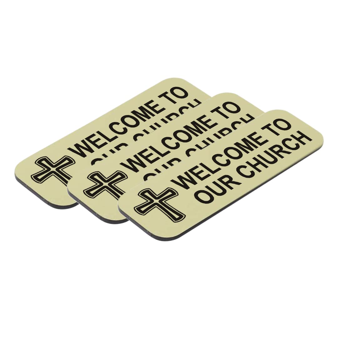 Welcome To Our Church, Cross Design, 1 x 3" Name Tag/Badge, (3 Pack)