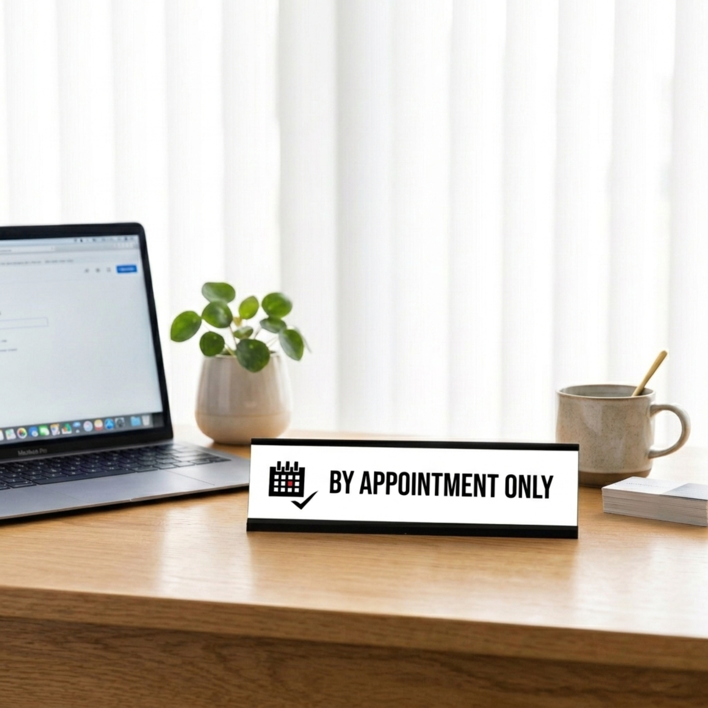 By Appointment only, Calendar Black Frame, Desk Sign(2x8")