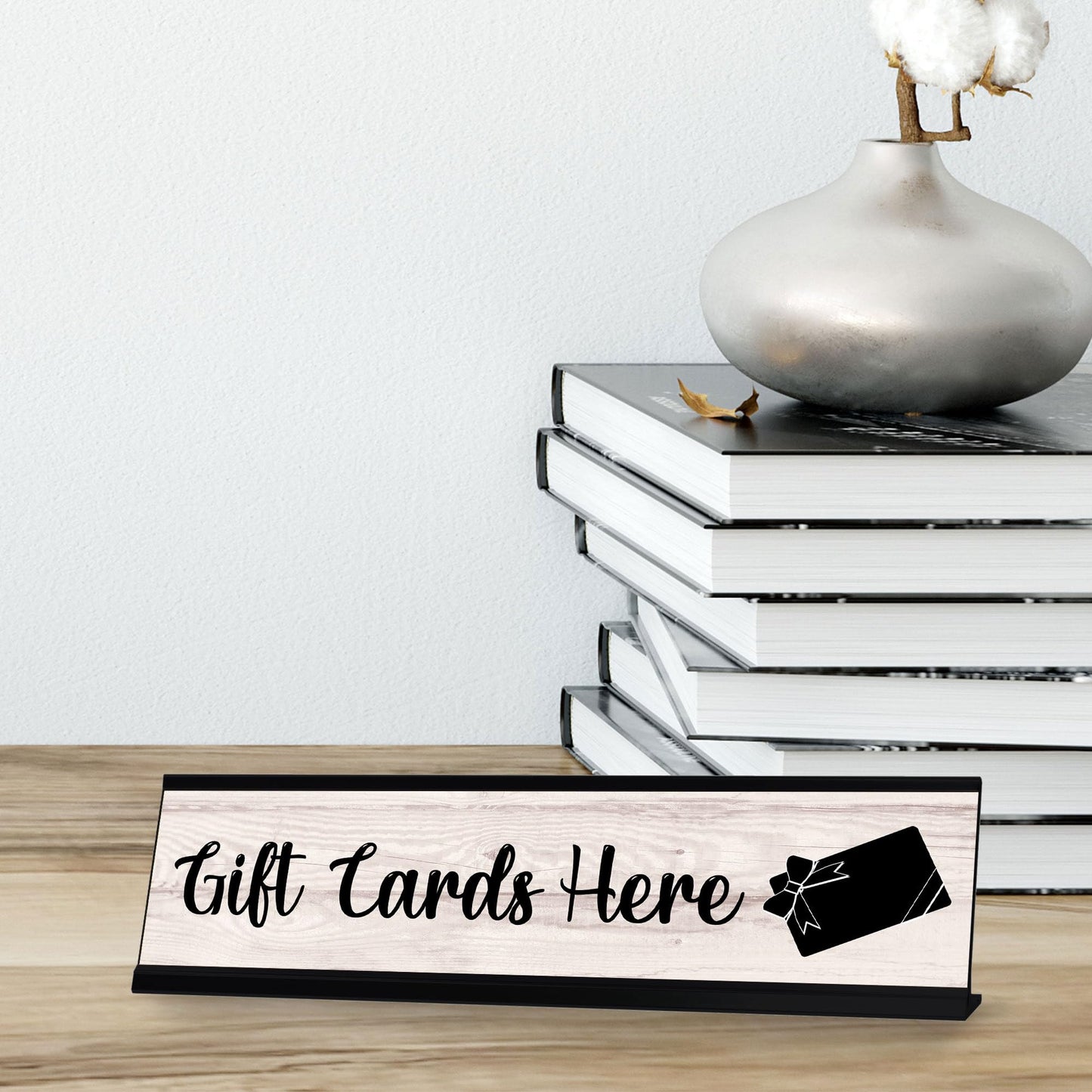 Signs ByLITA Gift Cards Here Graphic Black Frame, Desk Sign (2x8")