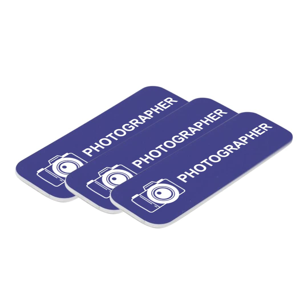 Photographer 1" x 3" Name Tag/Badge, (3 Pack)