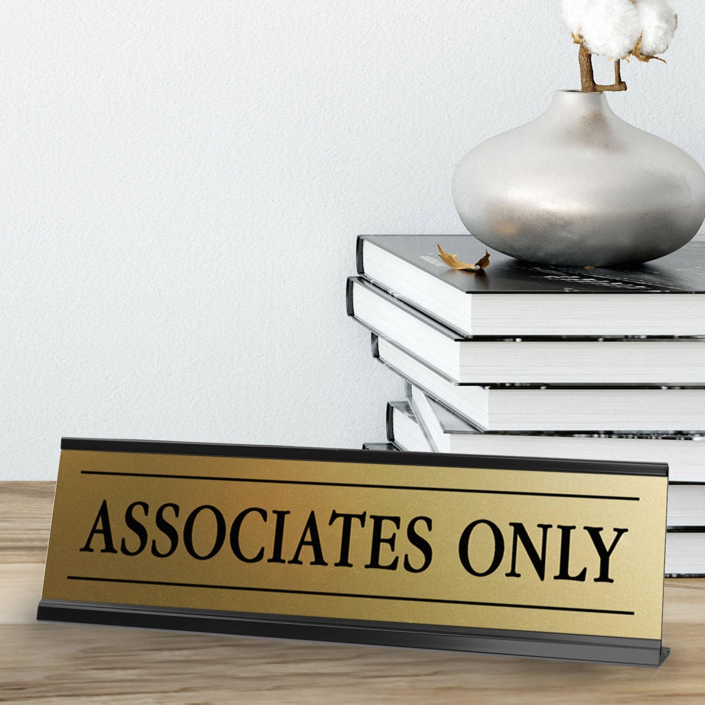 Signs ByLITA Associates Only Black Frame Desk Sign (2x8")