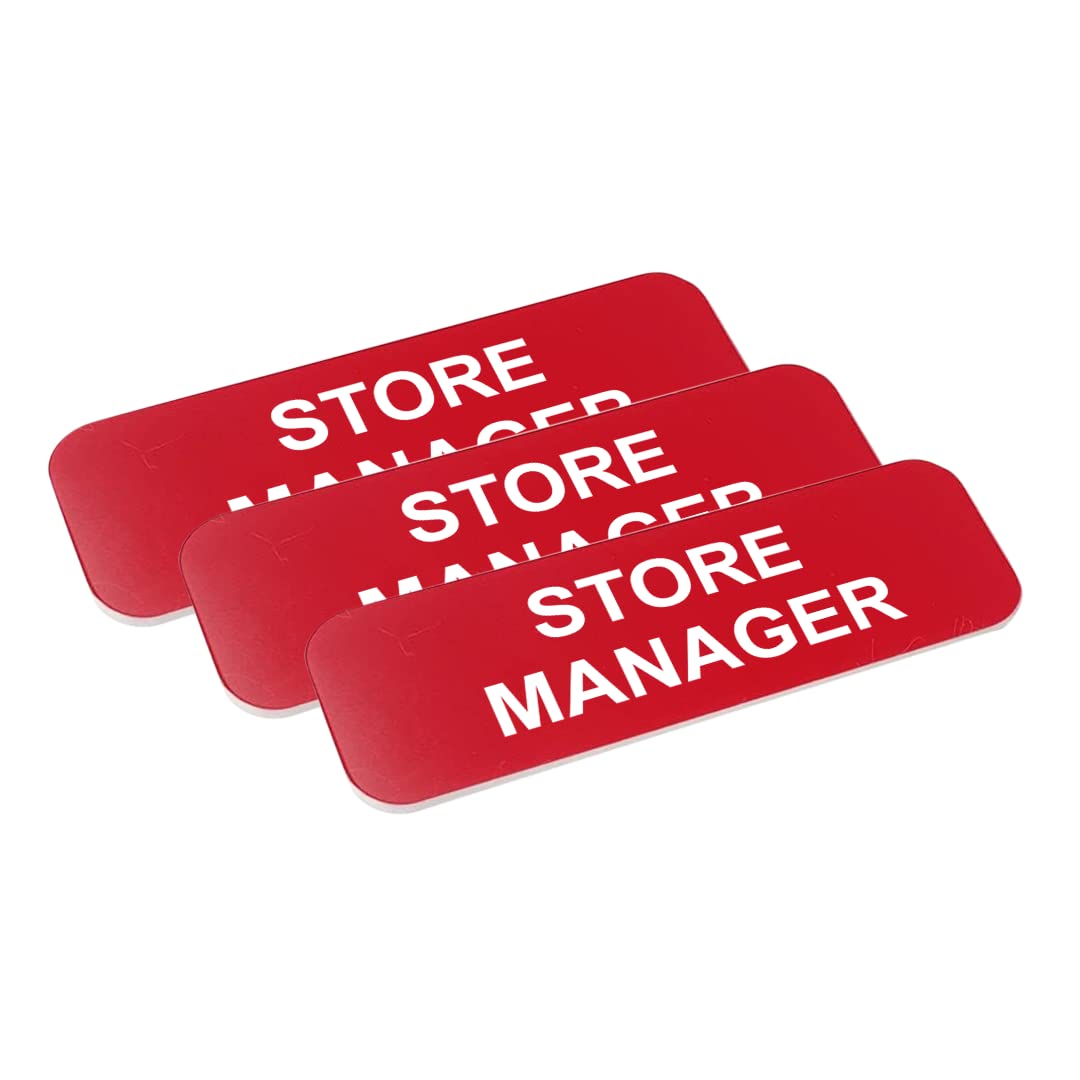 Store Manager 1 x 3" Name Tag/Badge, (3 Pack)