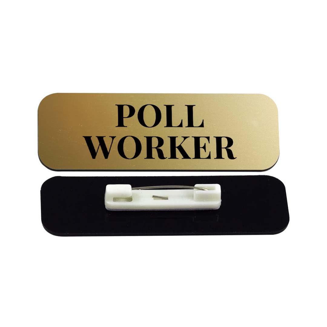 Poll Worker 1 x 3" Rounded Corner Name Badge | Stock Name Badges