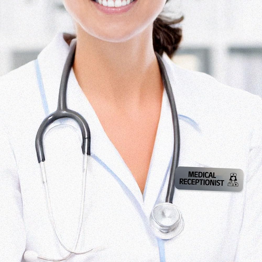 Medical Receptionist 1 x 3" Rounded Corner Name Badge | Medical Facilities