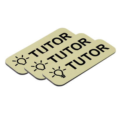 Tutor 1 x 3" Name Tag/Badge, (3 Pack)