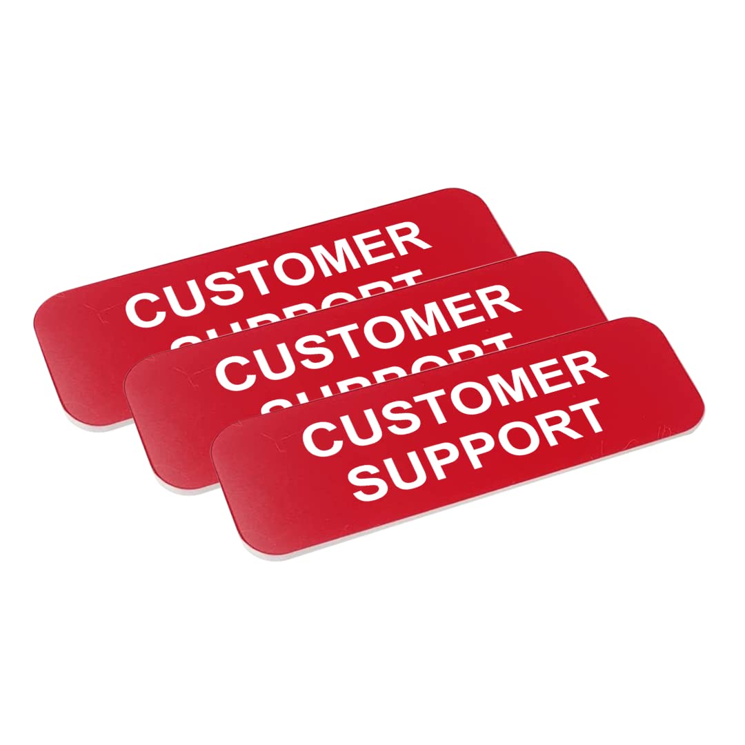 Customer Support 1 x 3" Name Tag/Badge, (3 Pack)