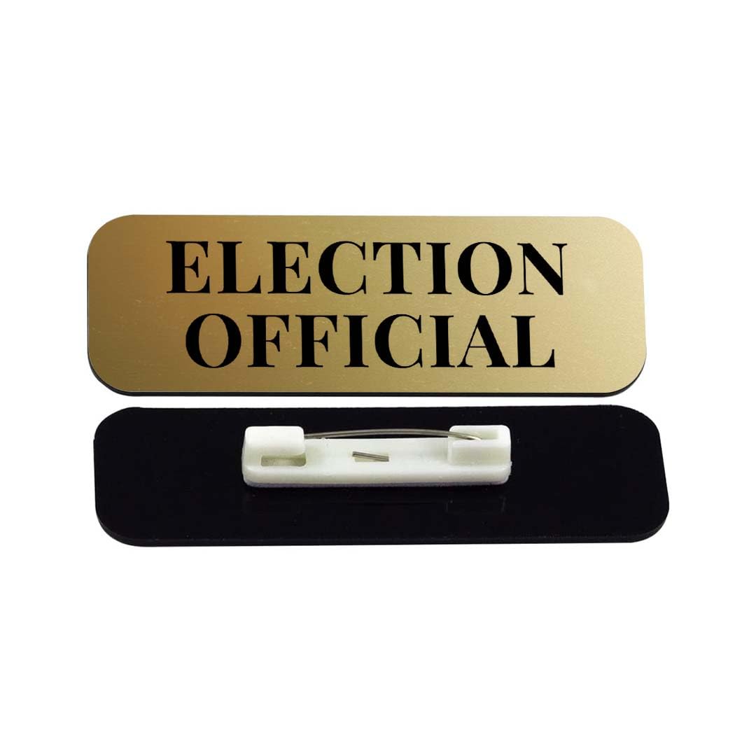 Election Official 1 x 3" Rounded Corner Name Badge | Stock Name Badges