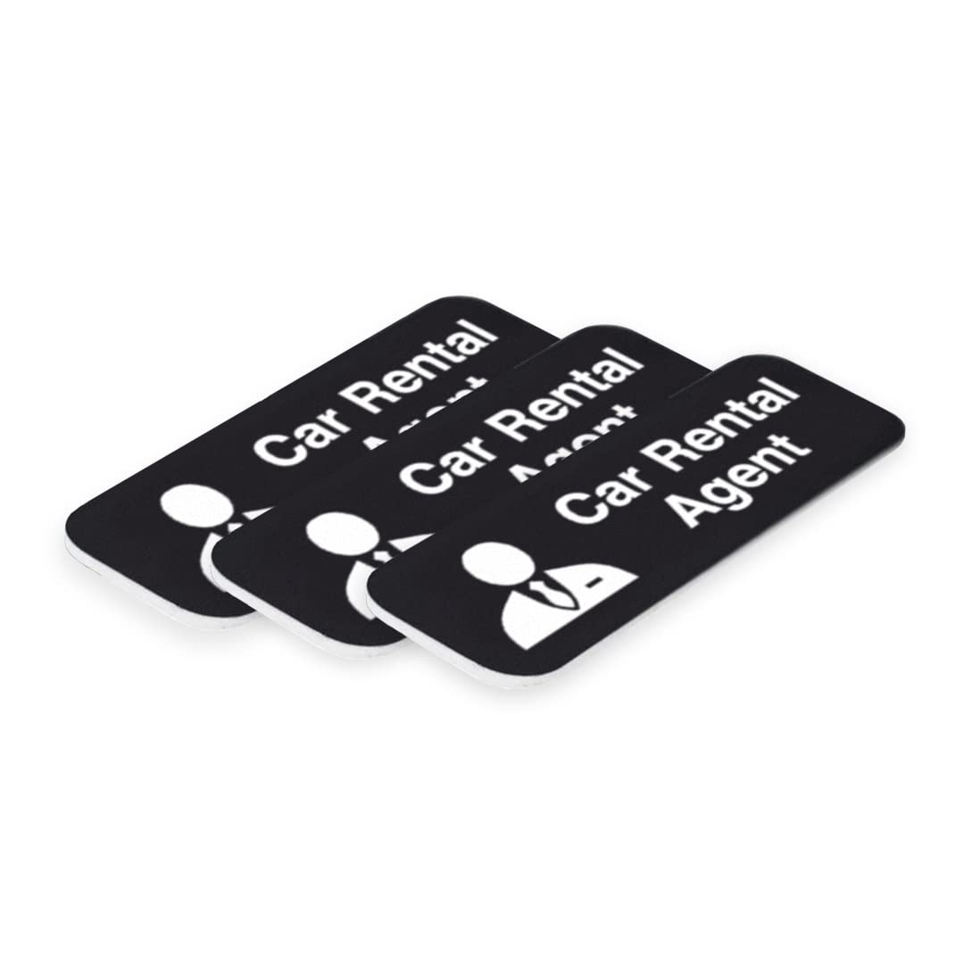 Signs ByLITA Car Rental Agent Graphic 1 x 3" Name Tag/Badge, (3 Pack)