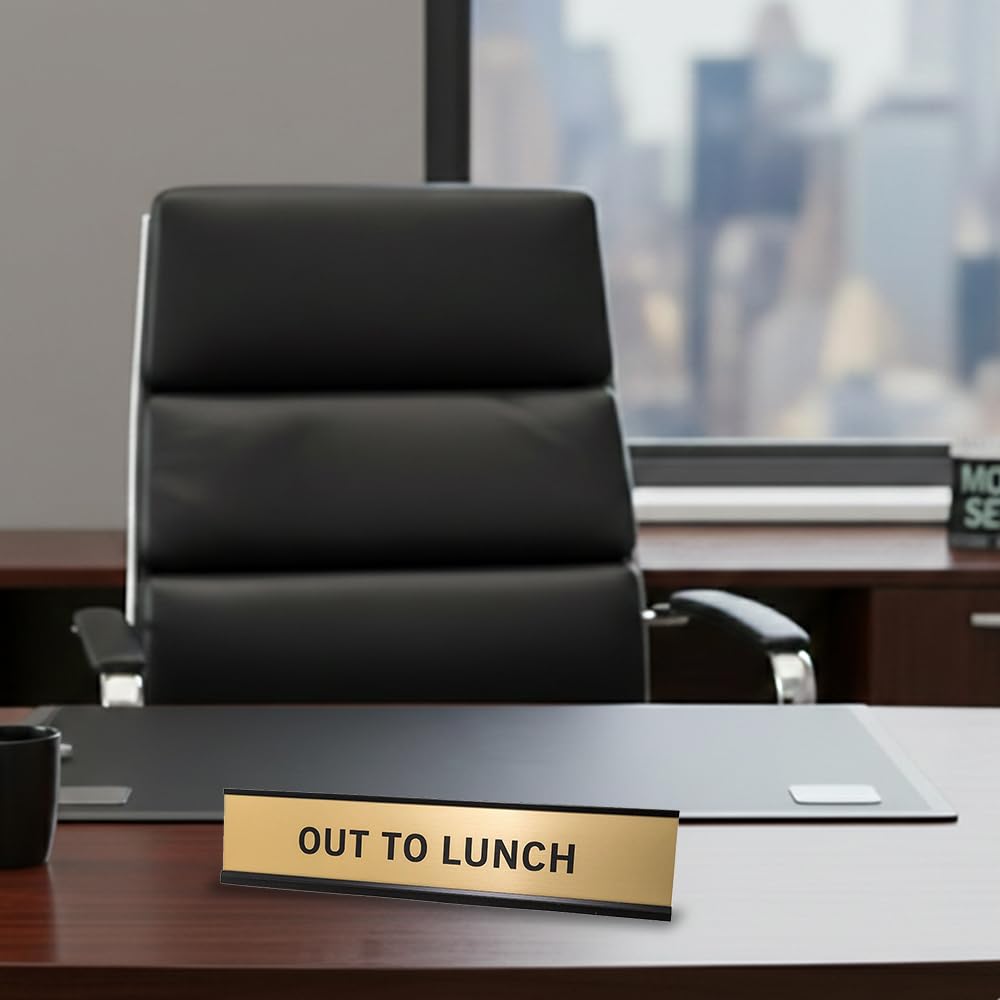 OUT TO LUNCH 2"x10" Nameplate Desk Sign