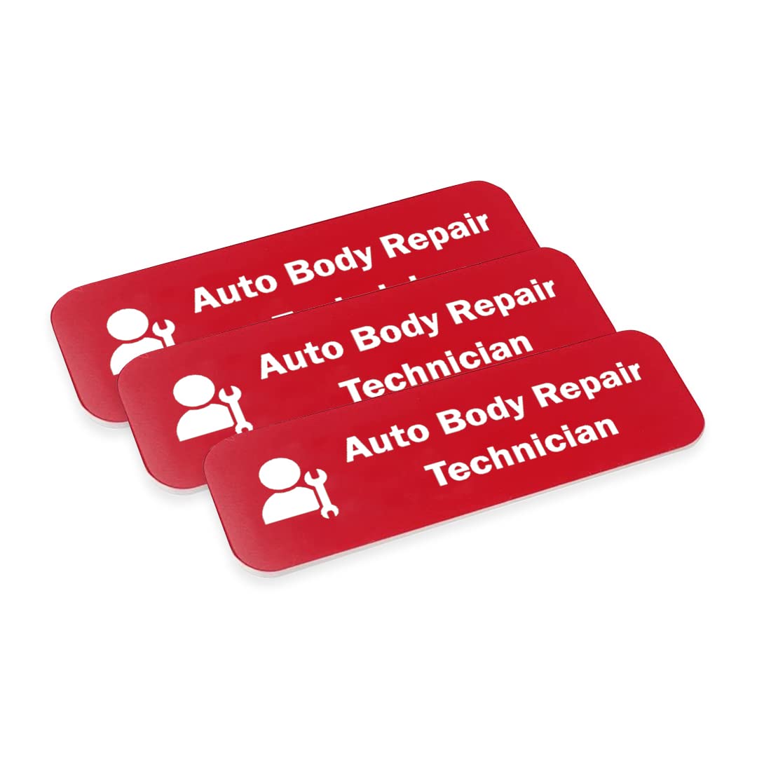 Signs ByLITA Auto Body Repair Technician Graphic Car Service 1 x 3" Name Tag/Badge, (3 Pack)