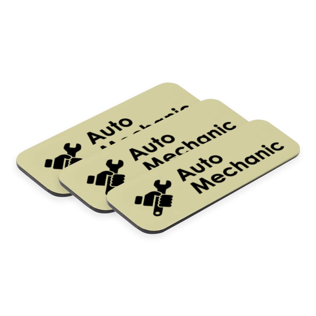 Signs ByLITA Auto Mechanic Graphic Car Service 1x3” Name Tag/Badge (3 Pack)