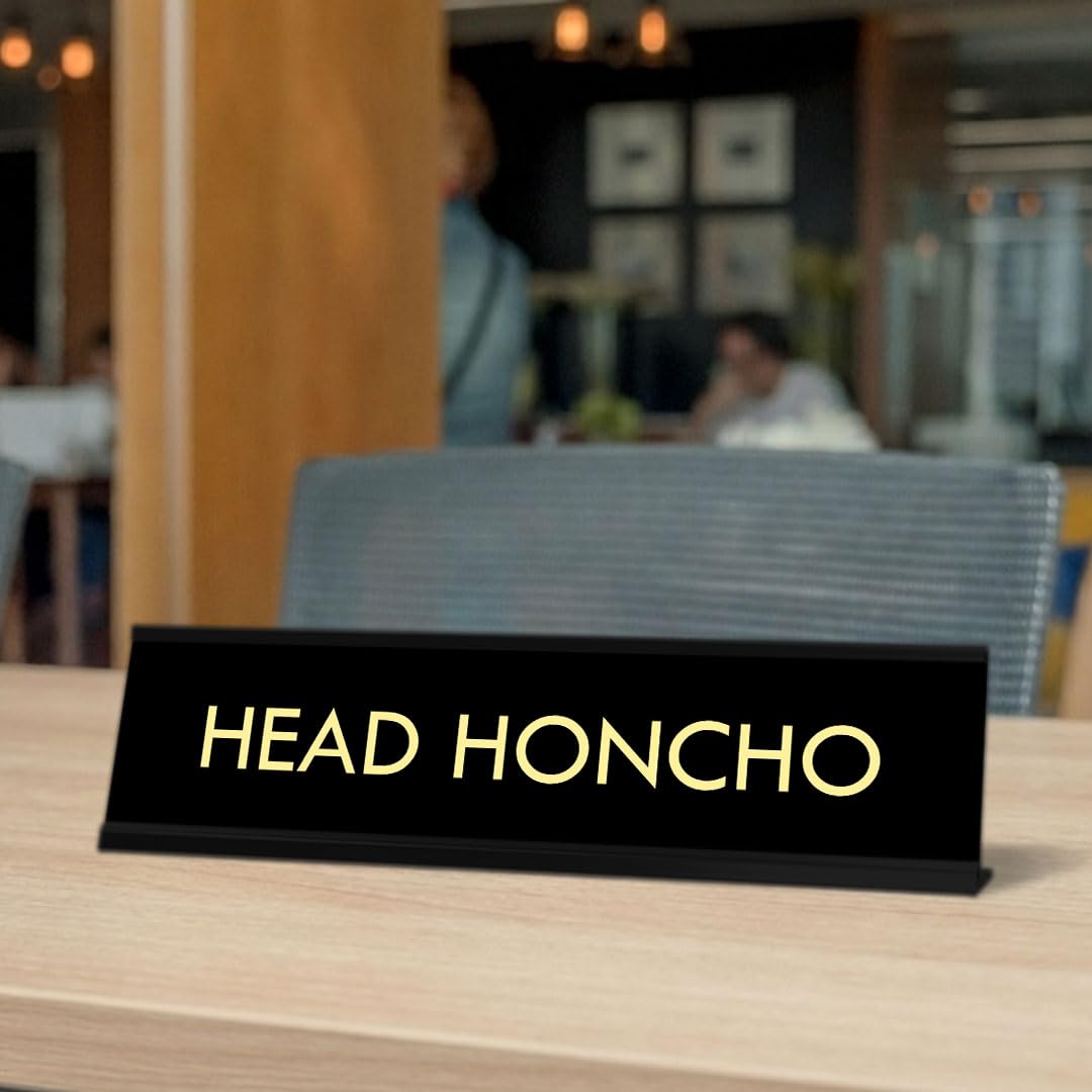 Head Honcho - Black Desk Sign Name Plate for Boss | (2 x 8")