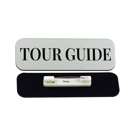 Tour Guide 1 x 3" Rounded Corner Name Badge - Name Tag Badge