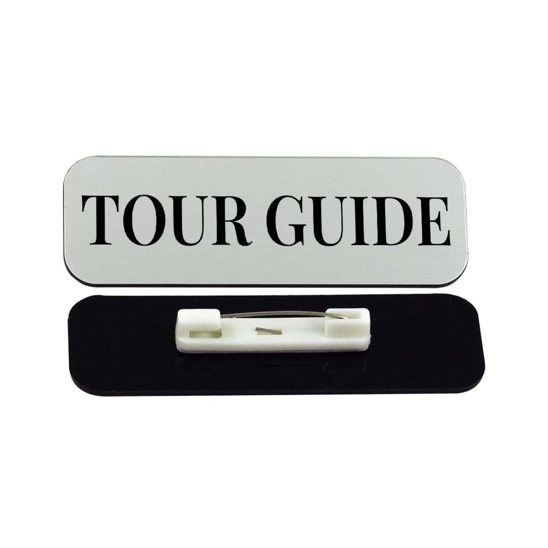 Tour Guide 1 x 3" Rounded Corner Name Badge | Stock Name Badges