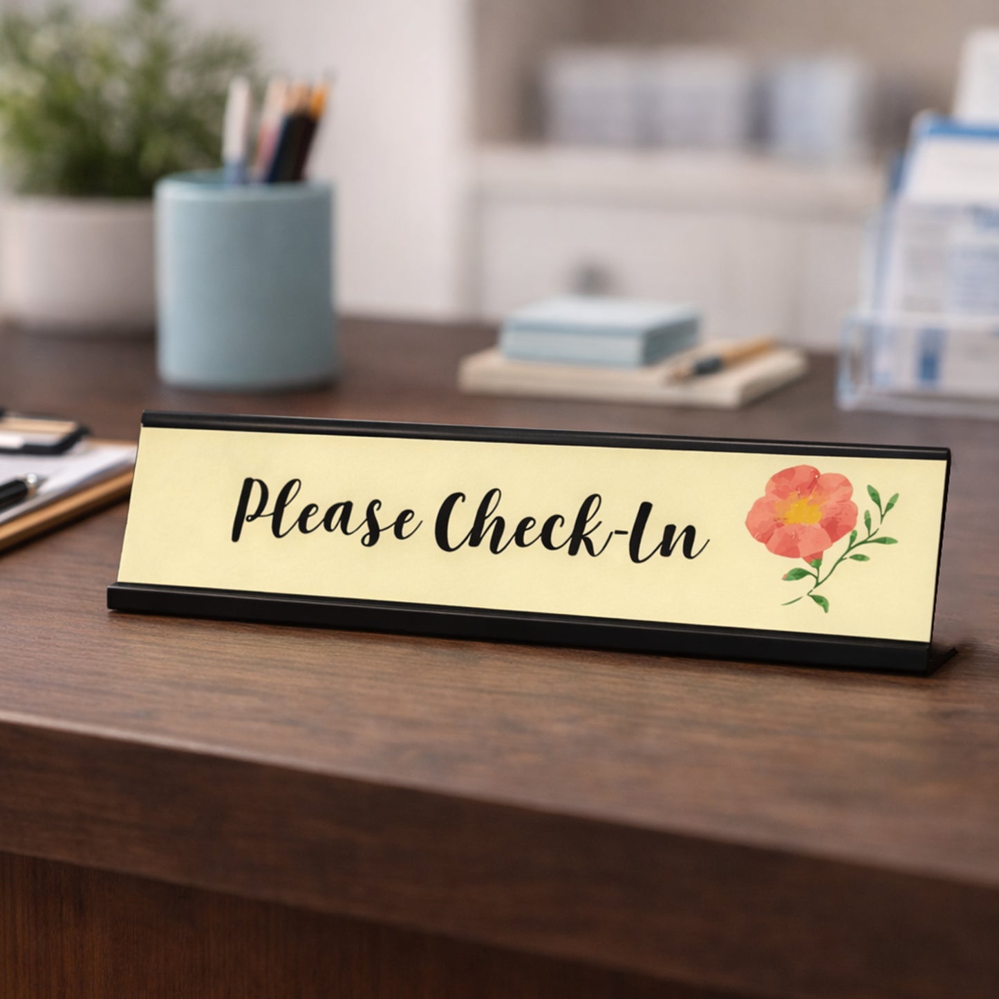 Please Check-In, Designer Desk Sign 2 x 8
